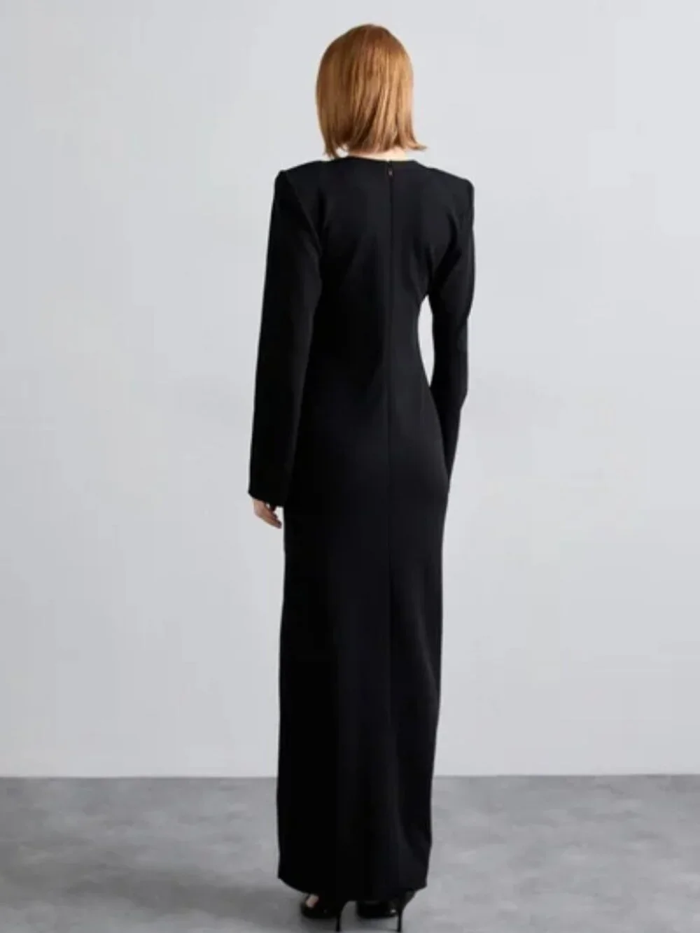 NWT IRO Paris Mash Swarovski Maxi Gown Black Deep V Slit Size 38 MSRP $1195